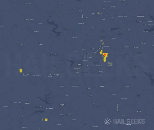 Hail map for Waco, TX