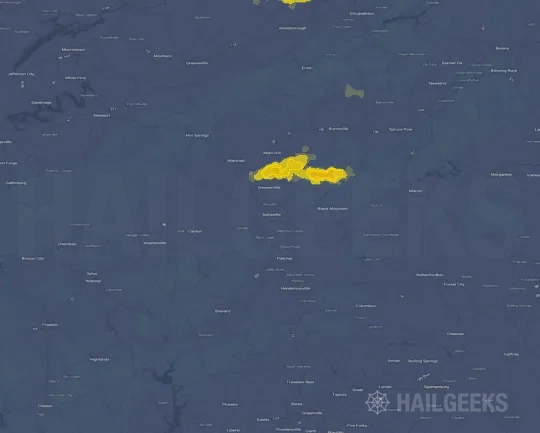 Hail map for Asheville, NC