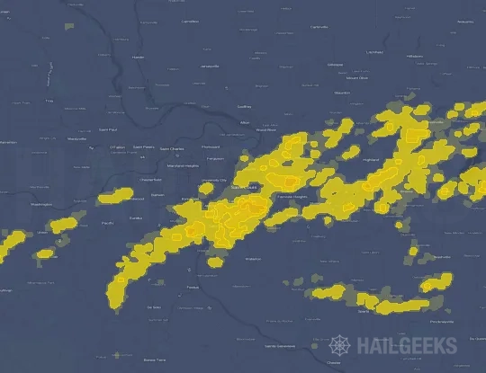 Hail map for Saint Louis, MO