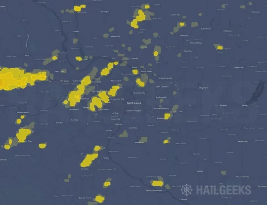 Hail map for Saint Louis, MO