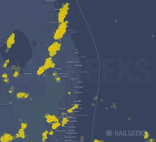 Hail map for West Palm Beach, FL