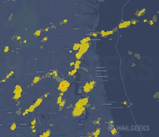 Hail map for Jacksonville, FL