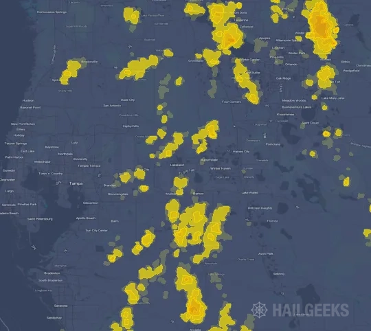 Hail map for Lakeland, FL