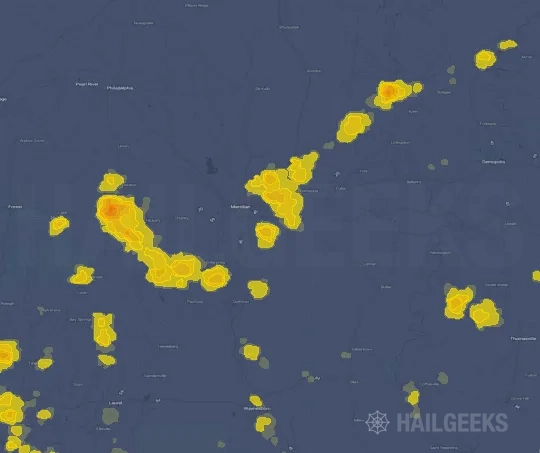 Hail map for Meridian, MS