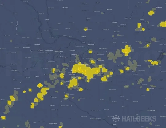 Hail map for Saint Louis, MO