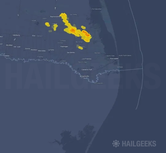 Hail map for Brownsville, TX