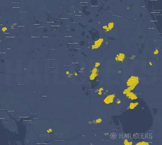 Hail map for Sebring, FL