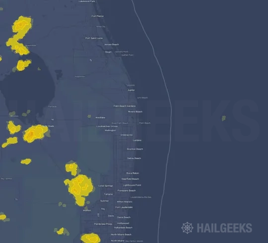 Hail map for West Palm Beach, FL