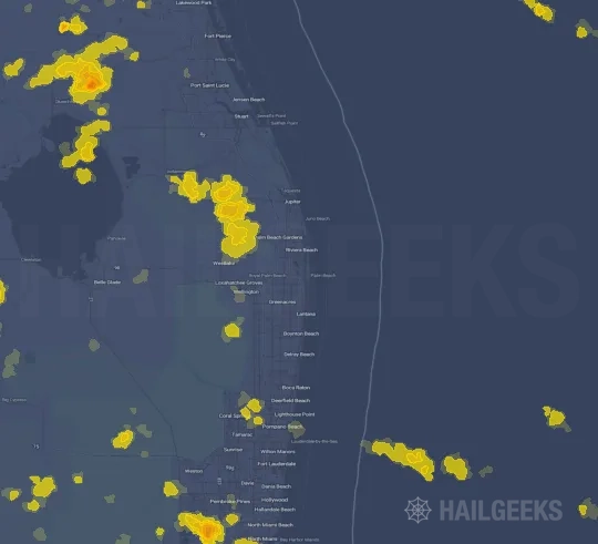Hail map for West Palm Beach, FL