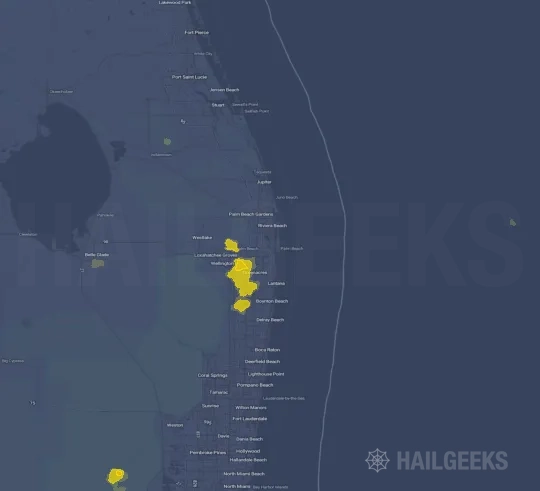 Hail map for West Palm Beach, FL