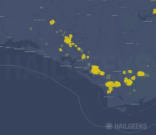 Hail map for Panama City, FL
