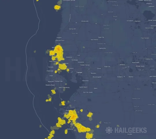 Hail map for Tampa, FL