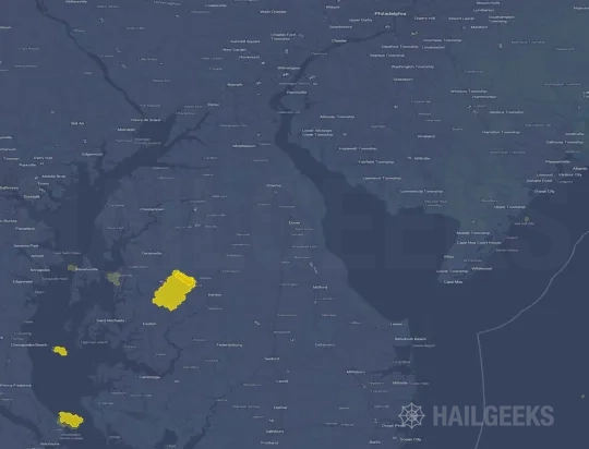 Hail map for Dover, DE