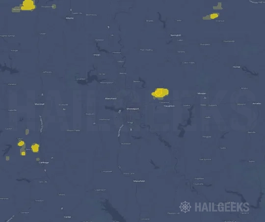 Hail map for Shreveport, LA