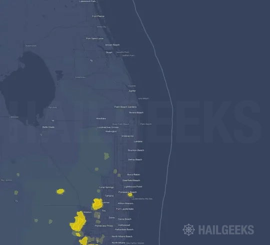 Hail map for West Palm Beach, FL