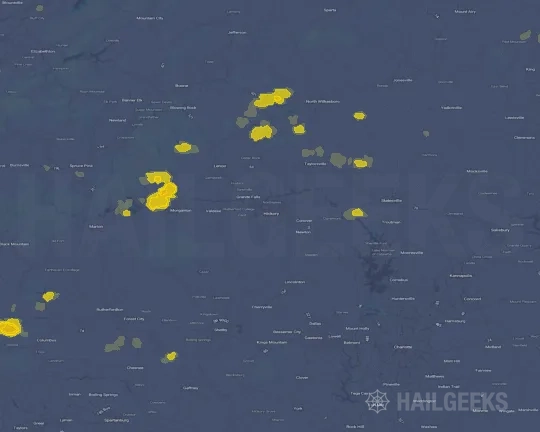 Hail map for Hickory, NC