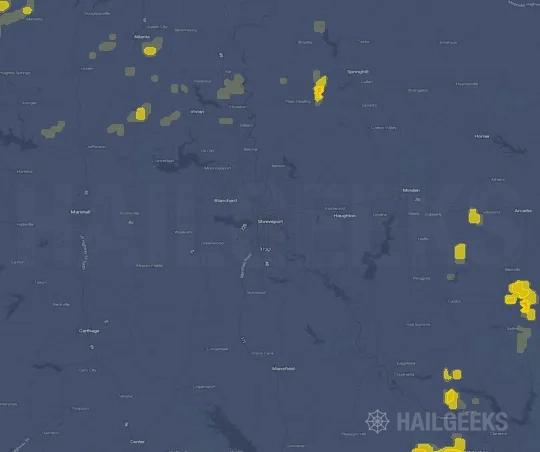 Hail map for Shreveport, LA