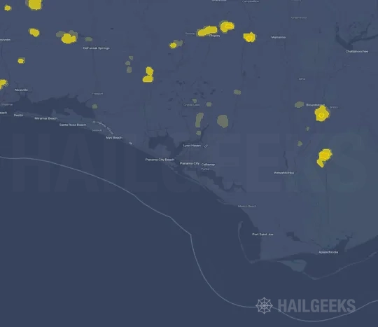 Hail map for Panama City, FL