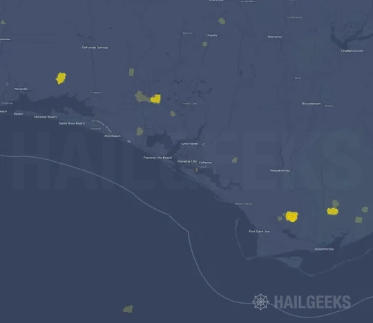 Hail map for Panama City, FL