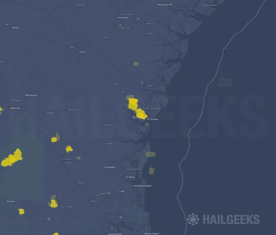 Hail map for Brunswick, GA