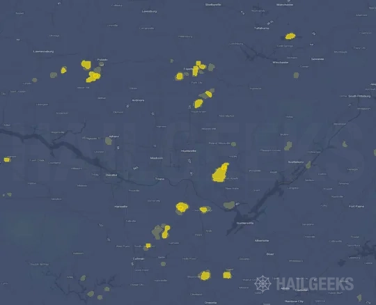 Hail map for Huntsville, AL