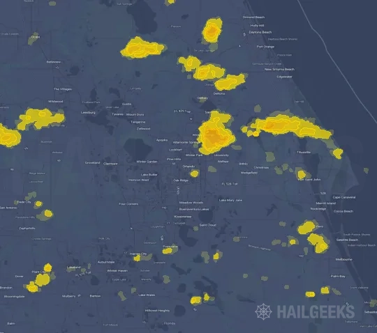 Hail map for Orlando, FL