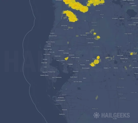 Hail map for Tampa, FL