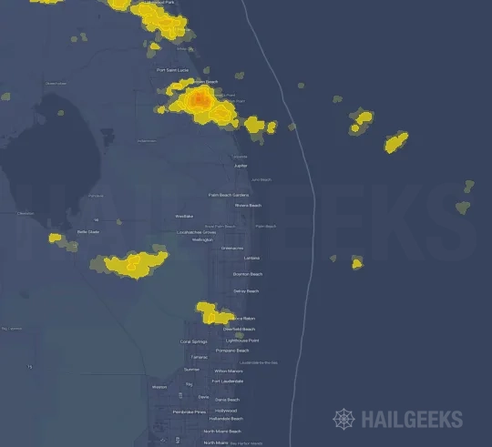 Hail map for West Palm Beach, FL