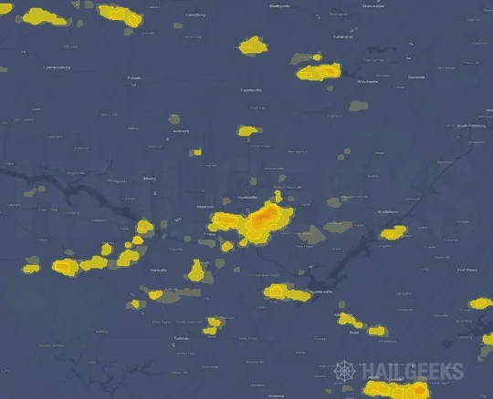 Hail map for Huntsville, AL