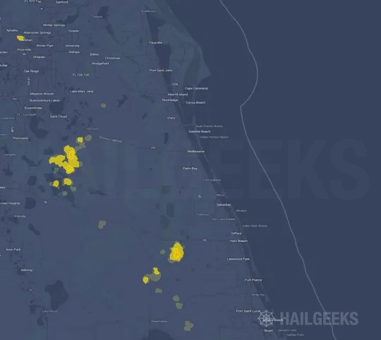 Hail map for Palm Bay, FL on Jun 7, 2022