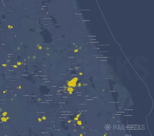 Hail map for Deltona, FL