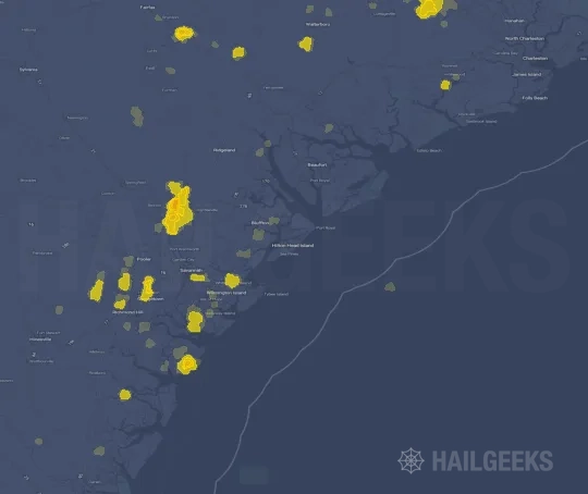 Hail map for Hilton Head Island, SC
