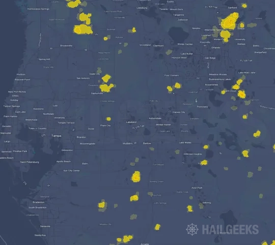 Hail map for Lakeland, FL