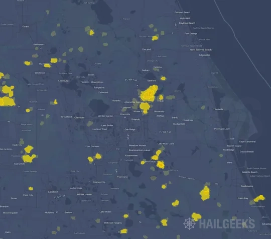 Hail map for Orlando, FL