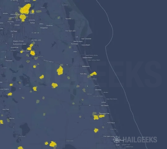 Hail map for Palm Bay, FL