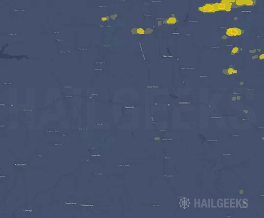 Hail map for Starkville, MS