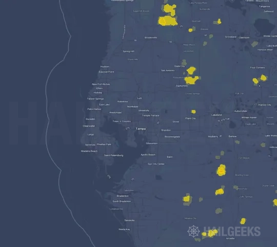 Hail map for Tampa, FL