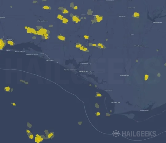 Hail map for Panama City, FL