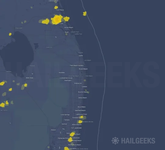 Hail map for West Palm Beach, FL