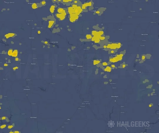 Hail map for Monroe, LA