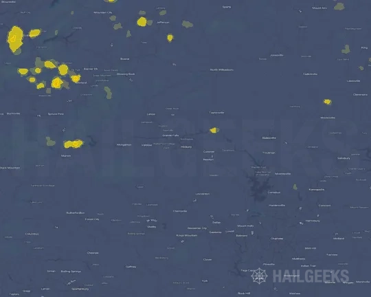Hail map for Hickory, NC