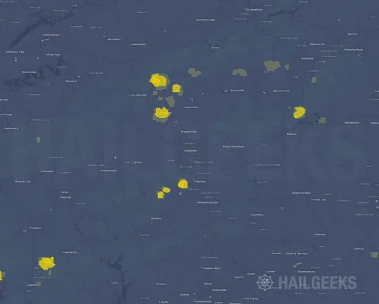 Hail map for Asheville, NC
