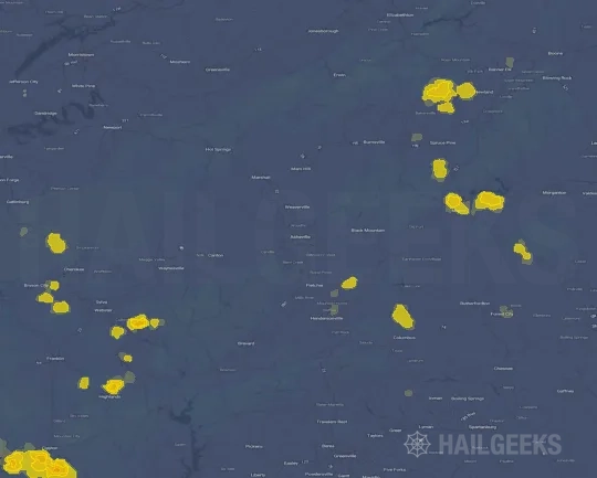 Hail map for Asheville, NC
