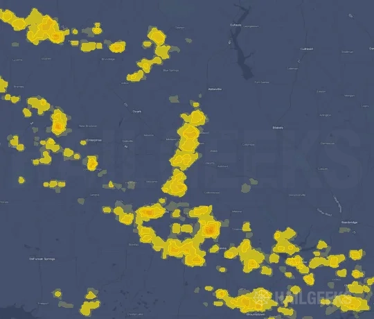 Hail map for Dothan, AL