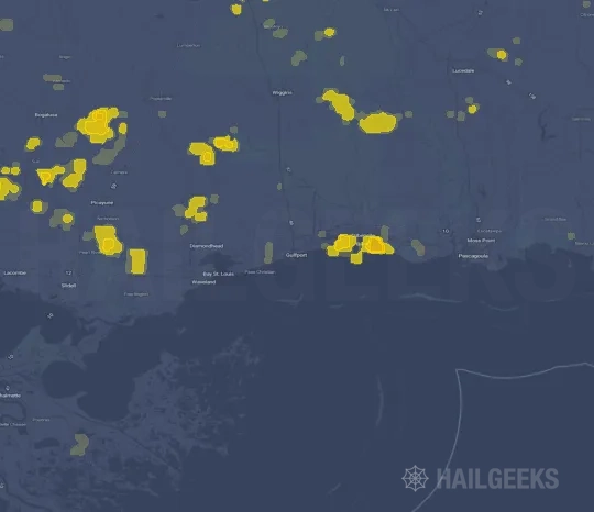 Hail map for Gulfport, MS