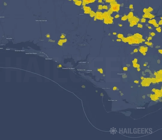 Hail map for Panama City, FL