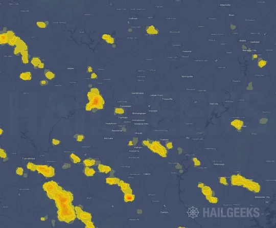 Hail map for Birmingham, AL