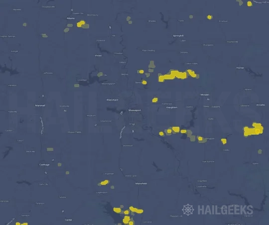 Hail map for Shreveport, LA