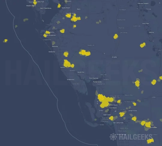 Hail map for North Port, FL