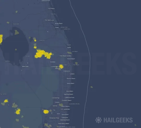 Hail map for West Palm Beach, FL